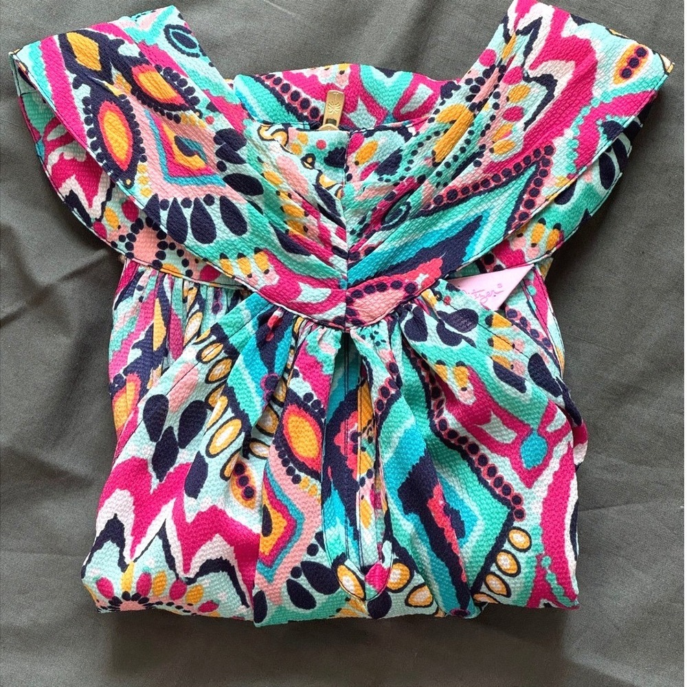 Lilly‎ Pulitzer Halter Top XS Multicolor Geometric Easter Paisley Spring Art - Picture 3 of 8